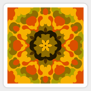 Retro Mandala Flower Yellow and Orange Sticker